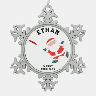 personalized ultimate frisbee snowflake pewter christmas ornament