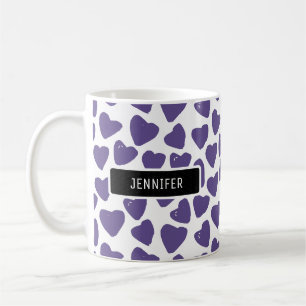 Personalized Ultra Violet Hearts Coffee Mug