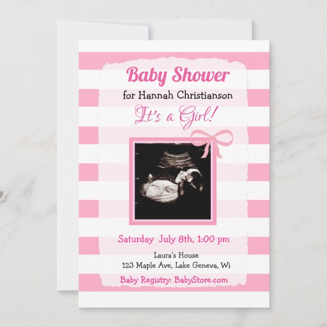 Personalized Ultrasound Picture Baby Shower Invitation (Front)