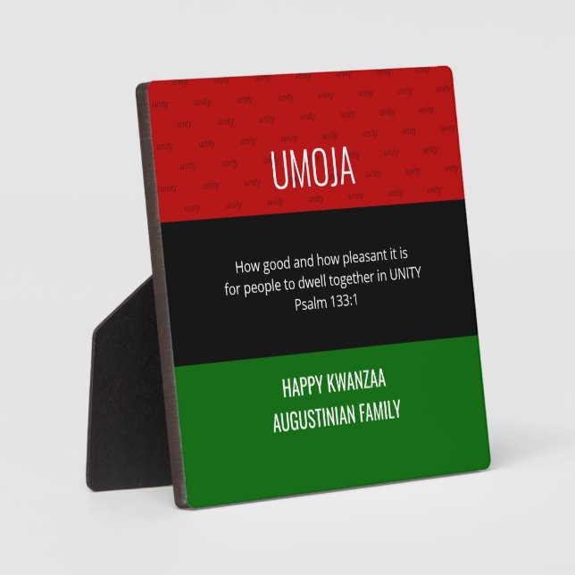 Personalized UMOJA Unity Happy Kwanzaa Plaque (Front)