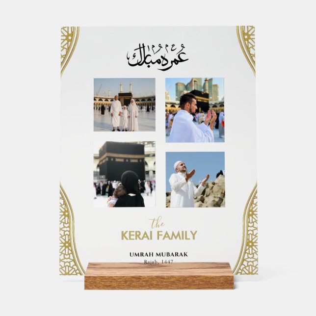 Personalized Umrah Mubarak Photo Collage Acrylic  (Recto)