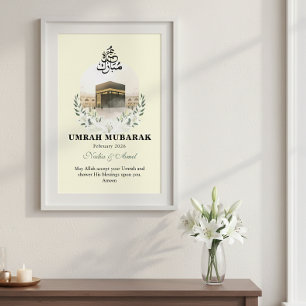 Personalized Umrah Mubarak Poster with Kaaba Islam