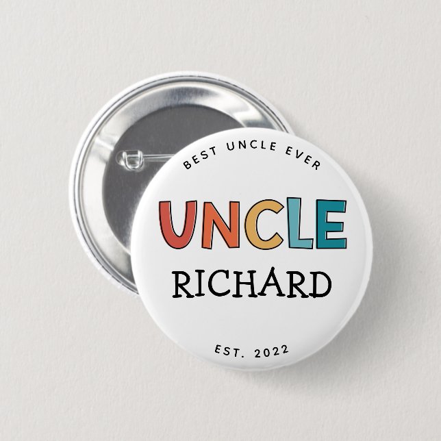 Personalized Uncle Retro Gift Best Uncle Ever Cute 2 Inch Round Button (Front & Back)