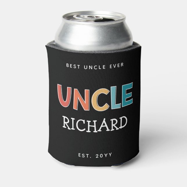 Personalized Uncle Retro Gift Best Uncle Ever Cute Can Cooler (Can Back)