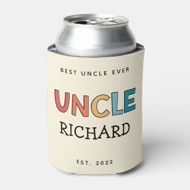 Personalized Uncle Retro Gift Best Uncle Ever Cute Can Cooler (Can Front)