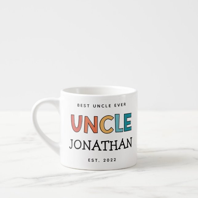 Personalized Uncle Retro Gift Best Uncle Ever Cute Espresso Cup (Left)