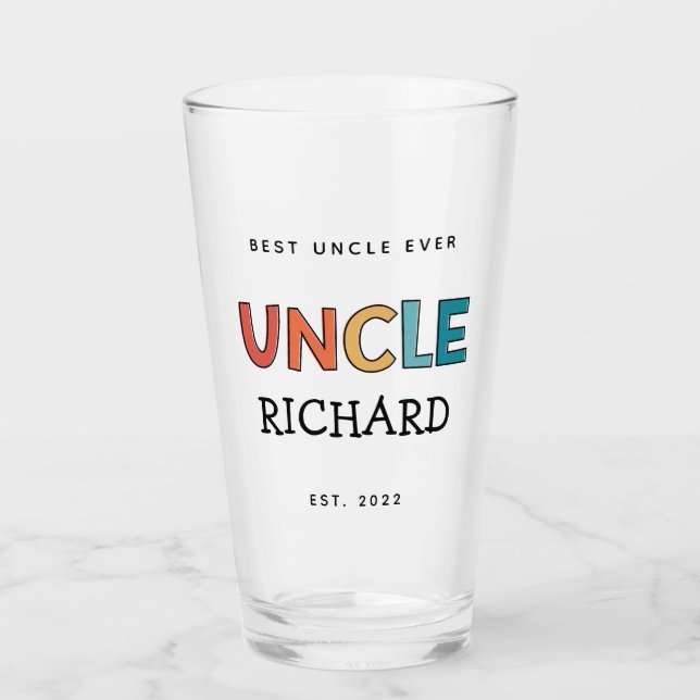 Personalized Uncle Retro Gift Best Uncle Ever Cute Glass (Front)