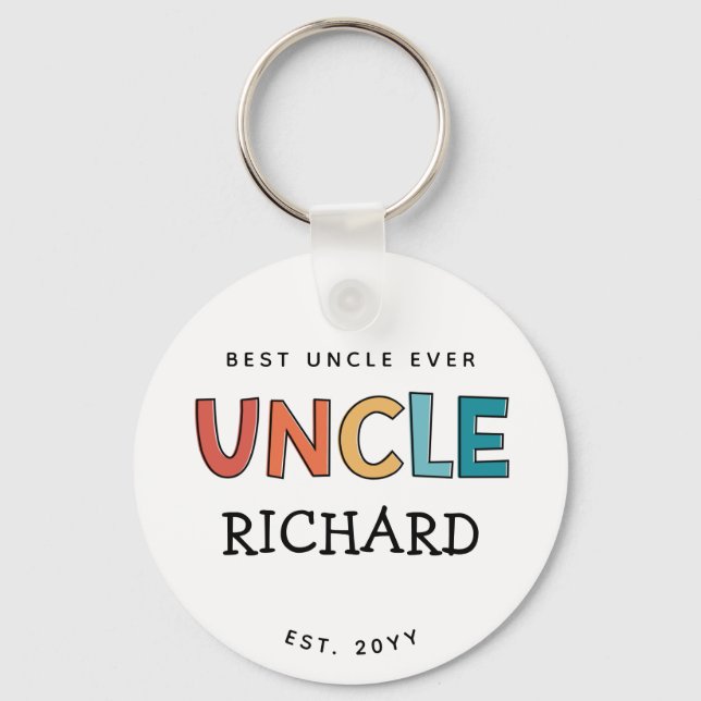 Personalized Uncle Retro Gift Best Uncle Ever Cute Keychain (Front)