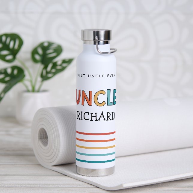 Personalized Uncle Retro Gift Best Uncle Ever Cute Water Bottle (Yoga)