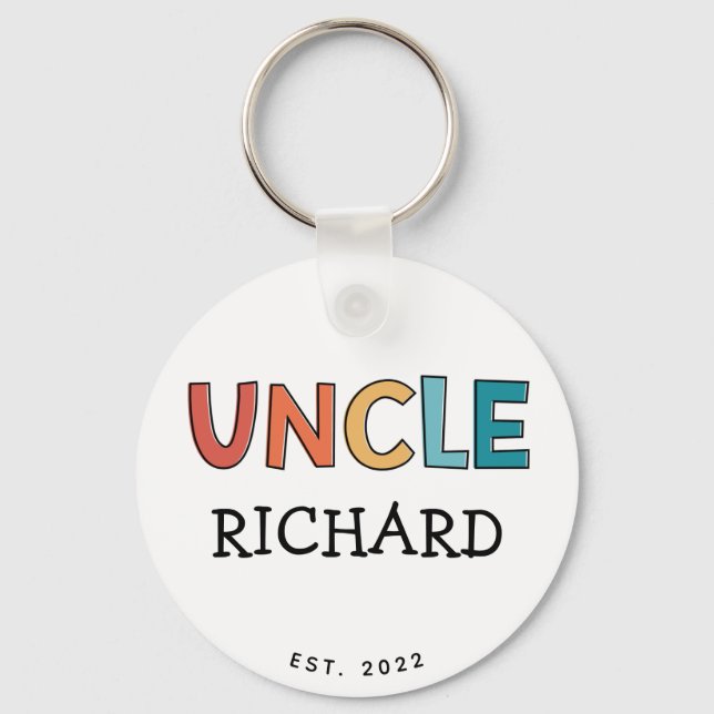 Personalized Uncle Retro Gifts Uncle Established Keychain (Front)