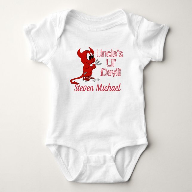 Personalized Uncle's Lil Devil with Cute Devil Baby Bodysuit (Front)