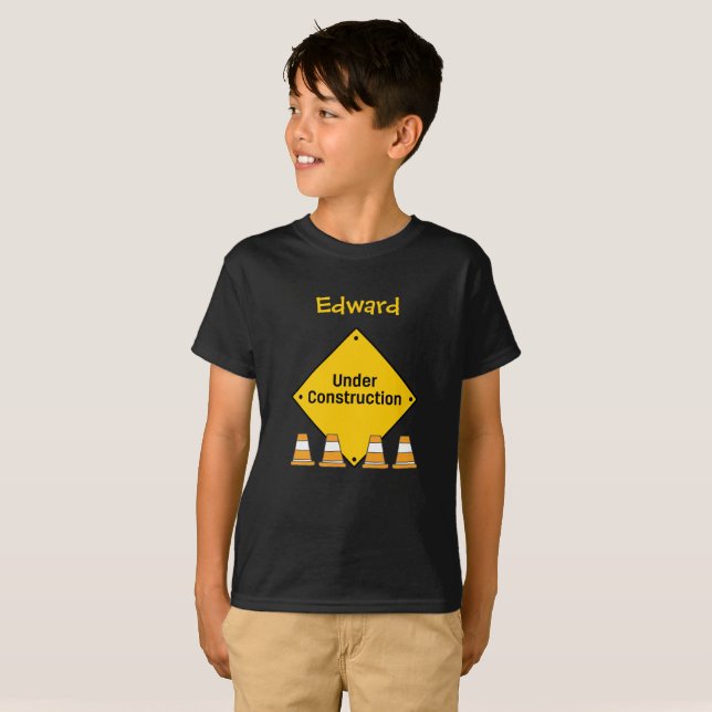 Personalized Under Construction with Safety Cones T-Shirt (Front Full)