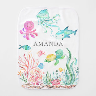 Personalized Under the Sea Baby Burp Cloth