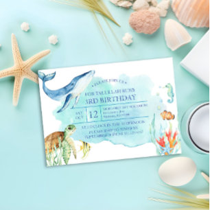 Personalized Under the Sea Birthday - Ocean Turtle Invitation