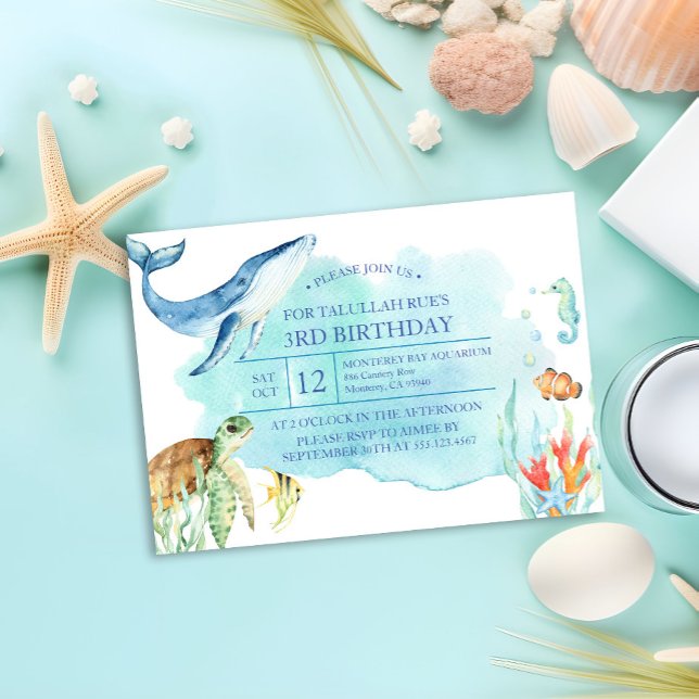 Personalized Under the Sea Birthday - Ocean Turtle Invitation (Creator Uploaded)