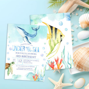 Personalized Under the Sea Birthday - Ocean Whale  Invitation