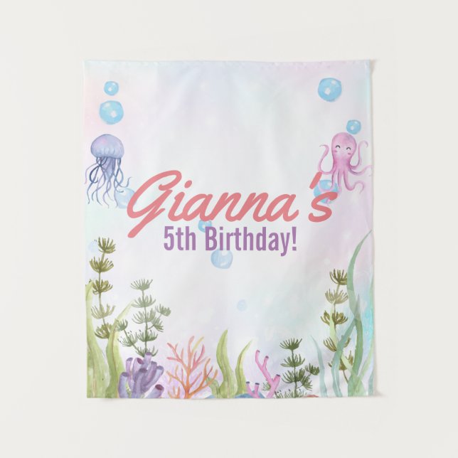 Personalized Under the Sea Birthday Tapestry Sign (Front)
