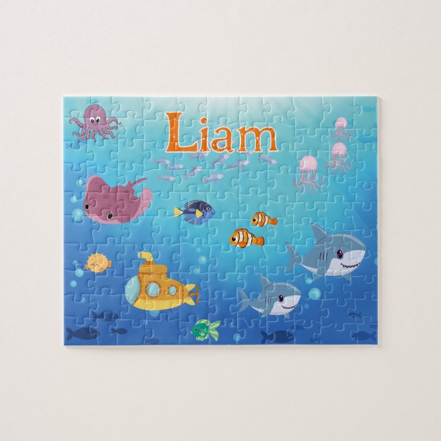 Personalized Under The Sea Child Name Puzzle  (Horizontal)