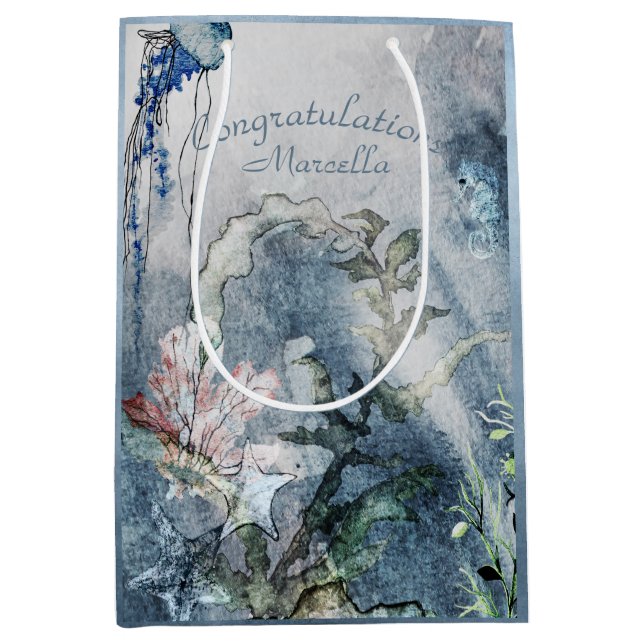 Personalized Under the Sea Coastal Medium Gift Bag (Front)