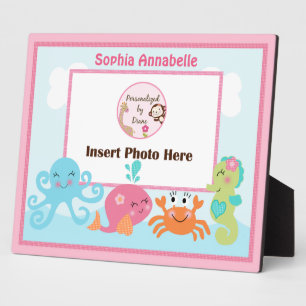 Personalized Under the Sea/Pink Whale Photo Plaque