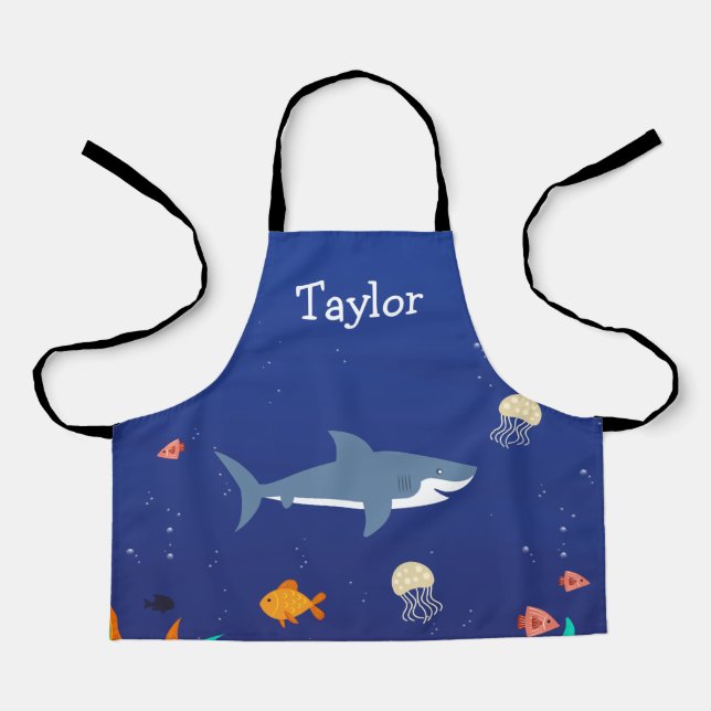 Personalized Under the Sea Shark Kids Apron (Front)