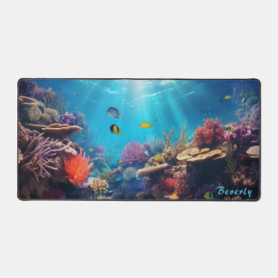 Personalized Underwater Coral Reef Desk Mat 