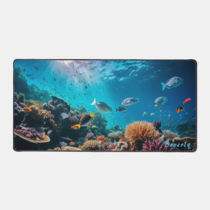 Personalized Underwater Coral Reef Desk Mat 