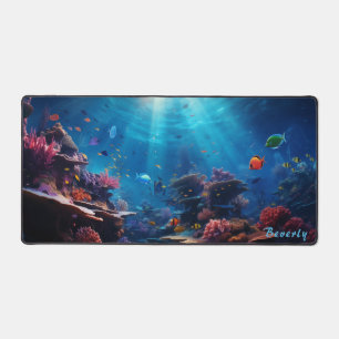 Personalized Underwater Coral Reef Desk Mat 