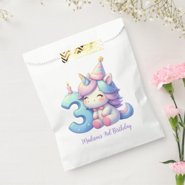Personalized Unicorn 3rd Third Girls Birthday  Favour Bag (Sealed)