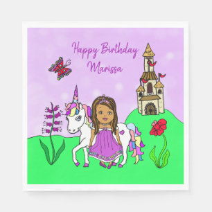 Personalized Unicorn and Princess Birthday Party Napkin