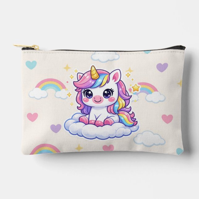 Personalized Unicorn Back to School Pencil Case Accessory Pouch (Front)