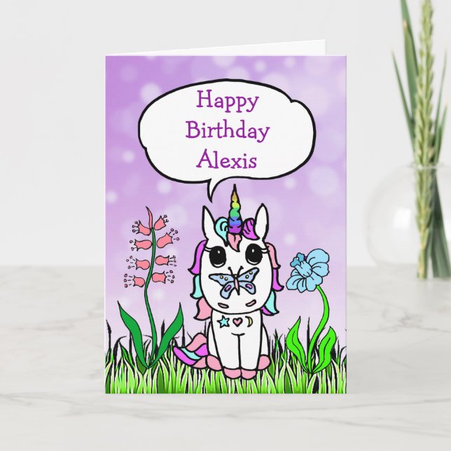 Personalized Unicorn Birthday Card (Front)