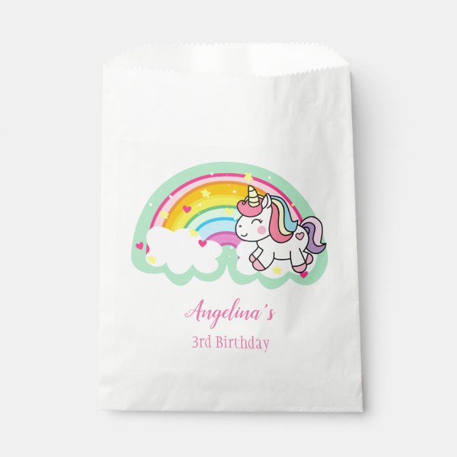 Personalized Unicorn Birthday Favour Bag (Front)
