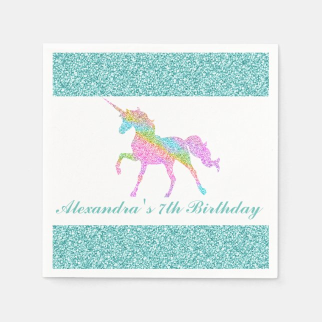 Personalized Unicorn Birthday Napkin (Front)
