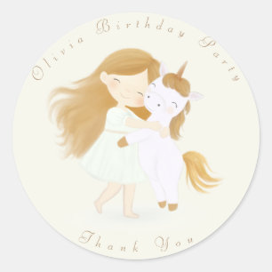 Personalized Unicorn Birthday Party, Baby Shower Classic Round Sticker