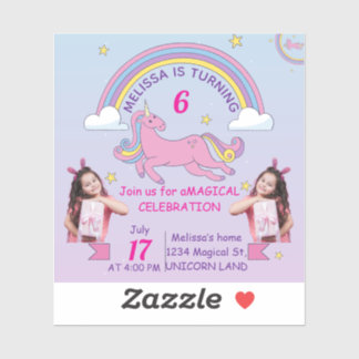 Personalized Unicorn Birthday Sticker for Girls