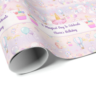 Personalized Unicorn Birthday  Wrapping Paper