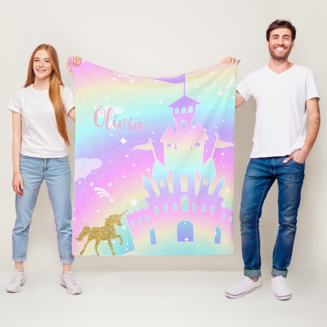 personalized unicorn blanket - girls unicorn gift  (In Situ)