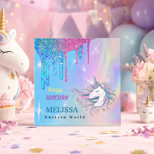 Personalized Unicorn Boutique Magical Glitter Square Business Card