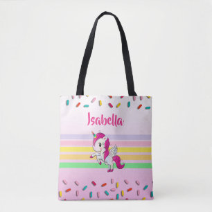 Personalized  Unicorn, Cupcakes and Sprinkles Tote Bag
