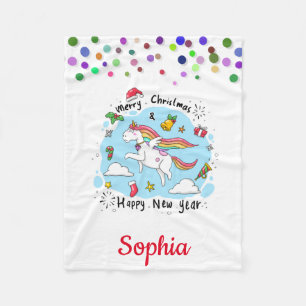 Personalized Unicorn Doodle with Pony  Fleece Blanket