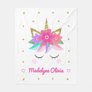 Personalized Unicorn Face Cute Fleece Blanket
