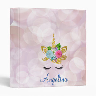 Personalized Unicorn Face Glitter Photo Album 3 Ri Binder