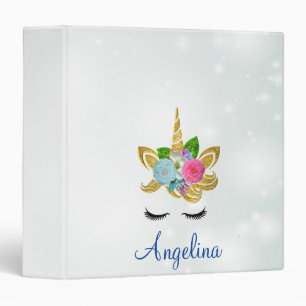 Personalized Unicorn Face Glitter Photo Album 3 Ri Binder