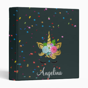 Personalized Unicorn Face Glitter Photo Album 3 Ri Binder