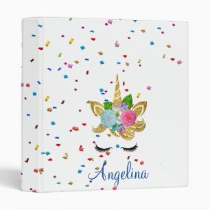 Personalized Unicorn Face Glitter Photo Album 3 Ri Binder