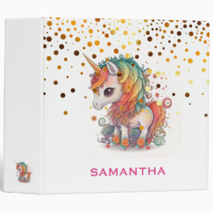 Personalized Unicorn Face Gold Glitter Photo Album Binder