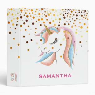 Personalized Unicorn Face Gold Glitter Photo Album Binder