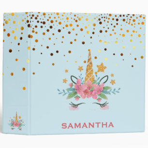 Personalized Unicorn Face Gold Glitter Photo Album Binder