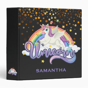 Personalized Unicorn Face Gold Glitter Photo Album Binder
